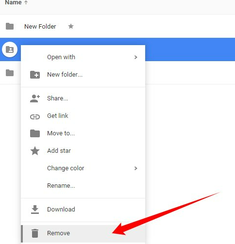 remove button in Google Drive